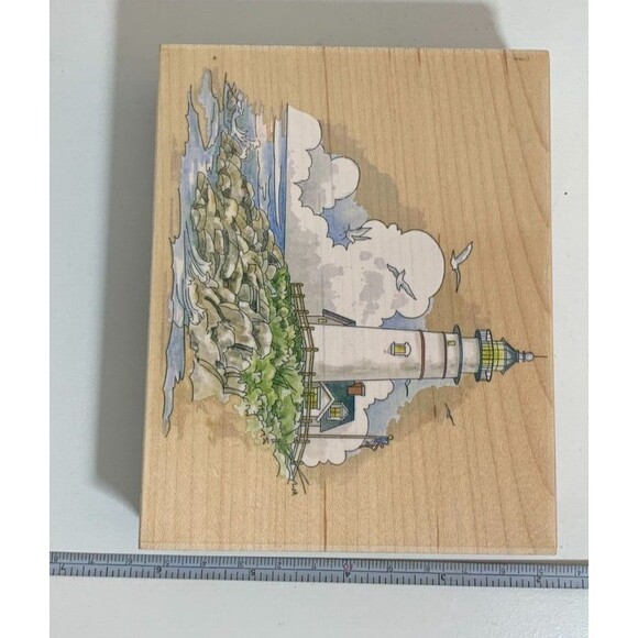Lighthouse 80158 Ocean Seaside Seagulls D Morgan Stamps Happen Rubber Stamp - Picture 8 of 10